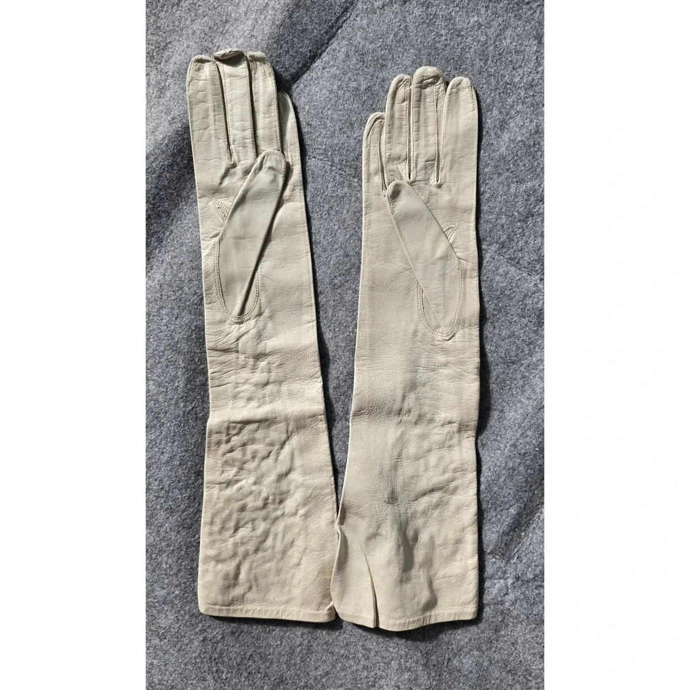 Vintage Kid Leather Gloves Floral Lattice Cut-Out Italian 50s Opera Bridal NWOT